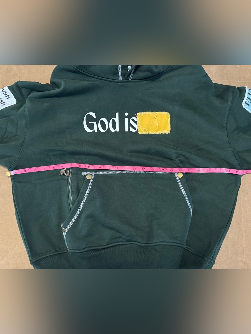 Scary But Beautiful Unisex NAMES OF GOD HOODIE in dark green - Picture 14 of 16